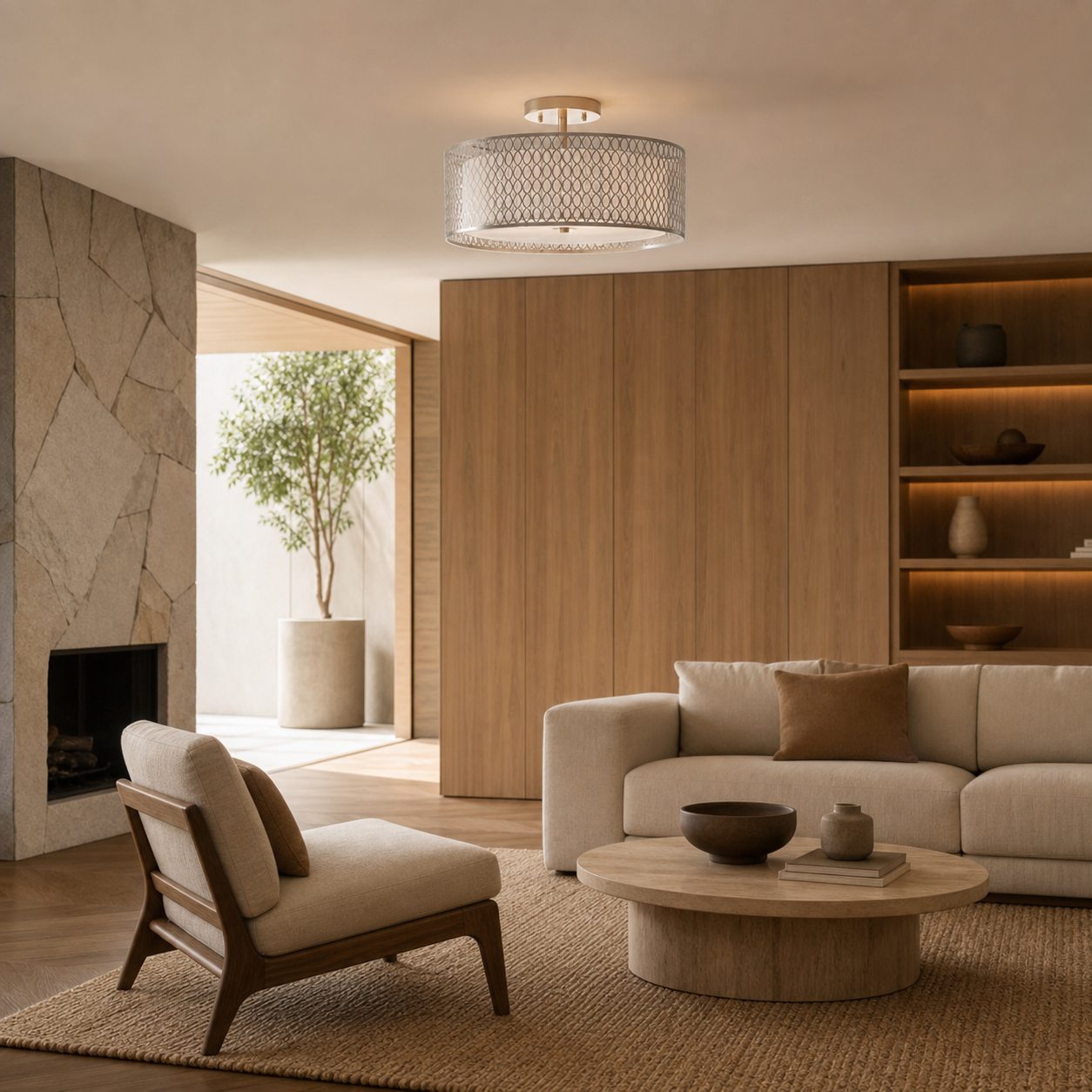 Modern 3 Light Mesh Design Ceiling Light - Dimmable for Living Room