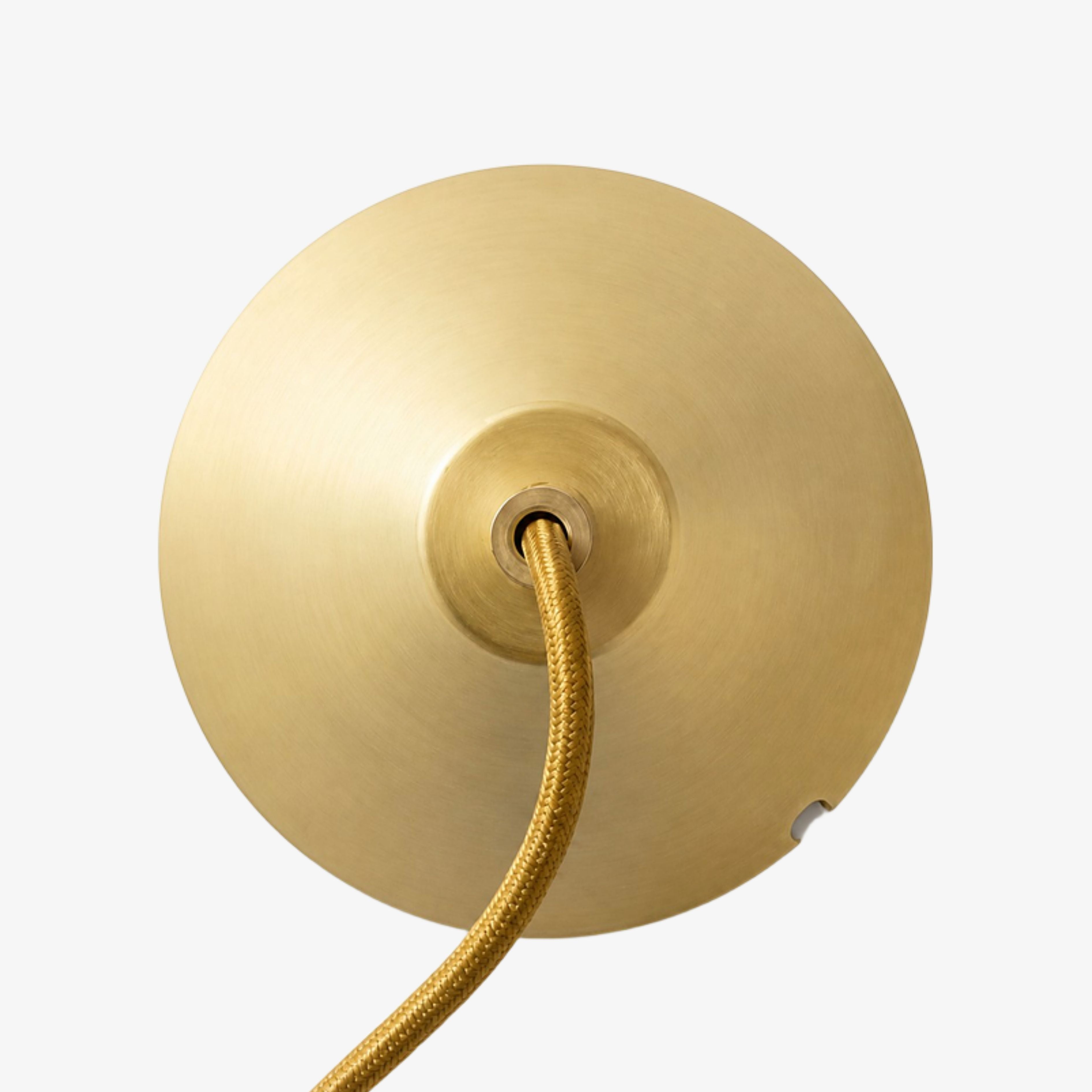 Brass ceiling canopy and braided cord detail