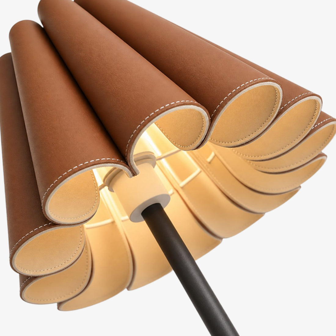 Illuminated pleated leather shade detail