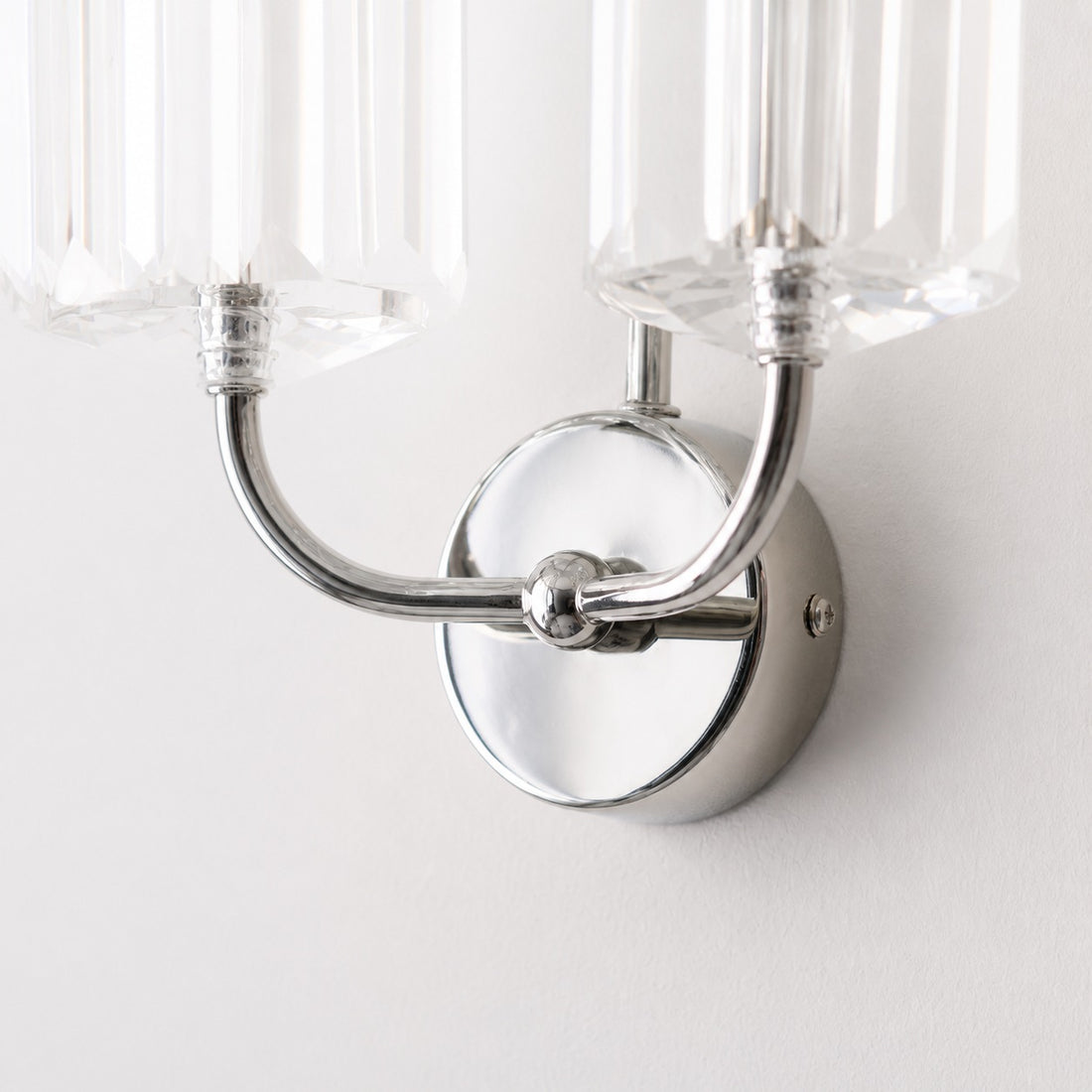 Beveline Faceted Clear Cut Glass Wall Light - Classic Metal Sconce for Hallway and Living Room