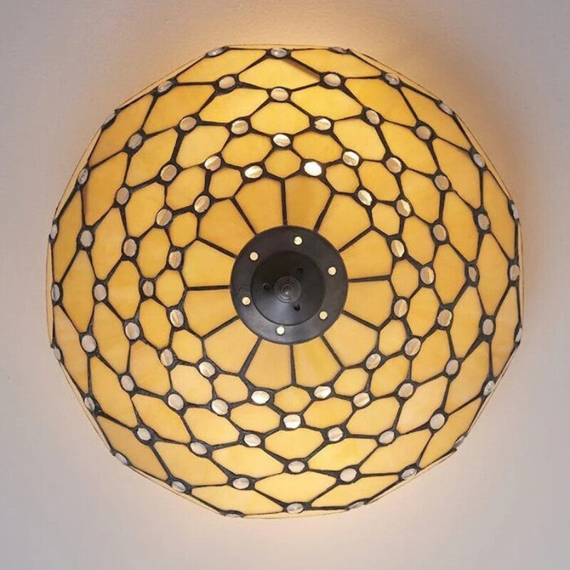 TF Pearl Handcrafted Tiffany Ceiling Light – Art Deco Stained Glass Light for Hallway or Living Room