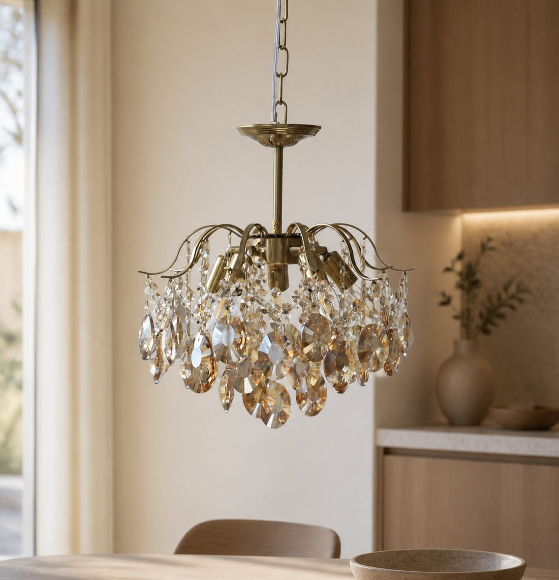 Vintage Sumptuous Teardrop Crystal Chandelier