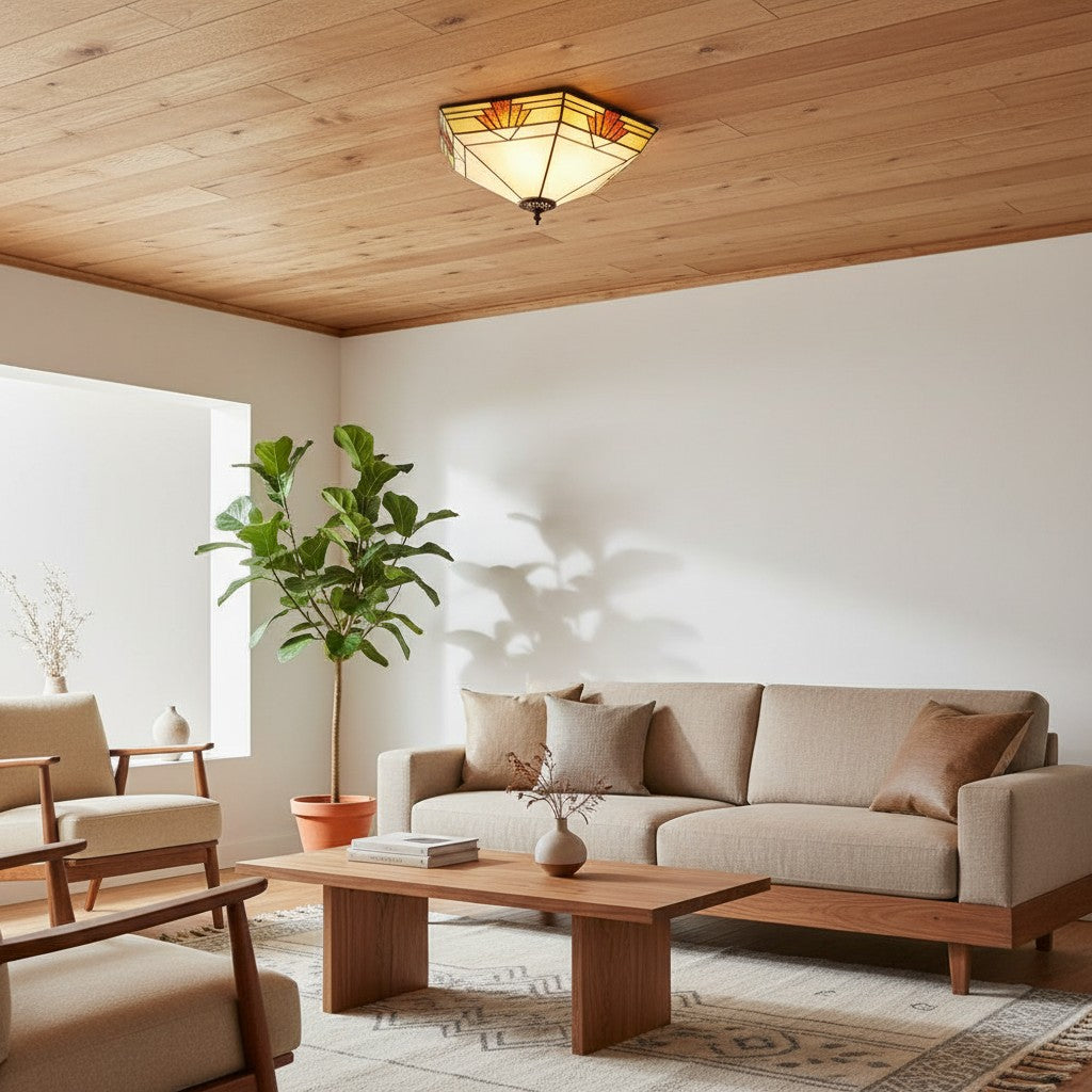 TF Nevada Glass Shade Ceiling Light – Semi-Flush for Entryways and Dining Rooms