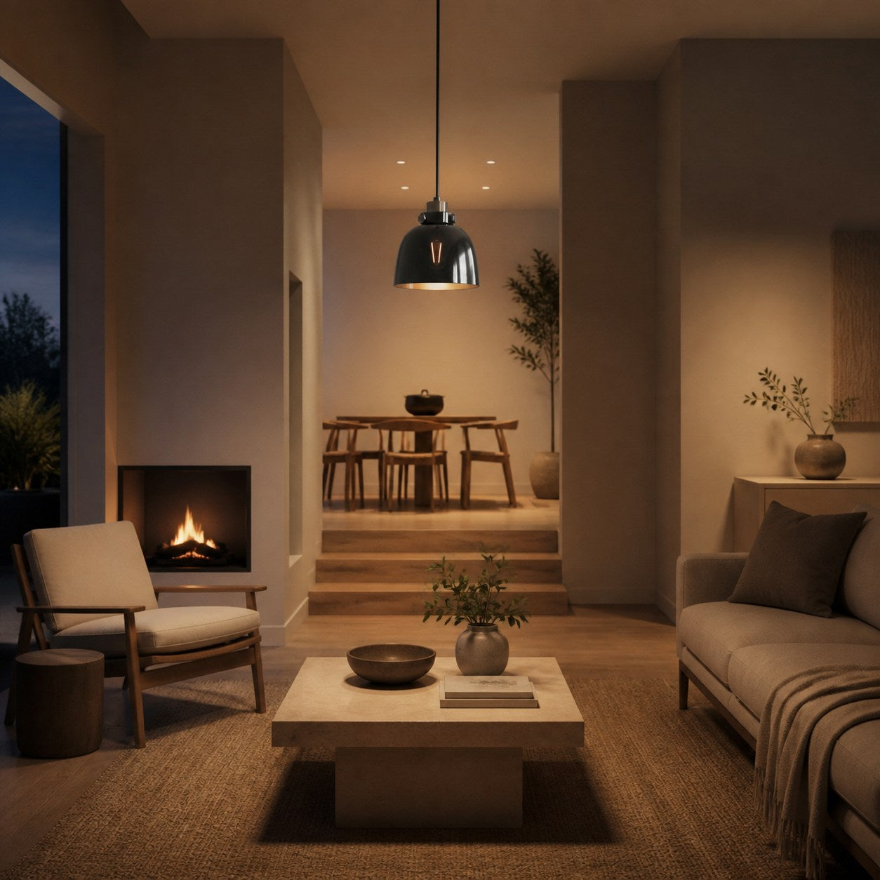 Readium Tinted Glass Pendant Light - Minimalist Dome Shade Adjustable for Kitchen Island and Dining Room