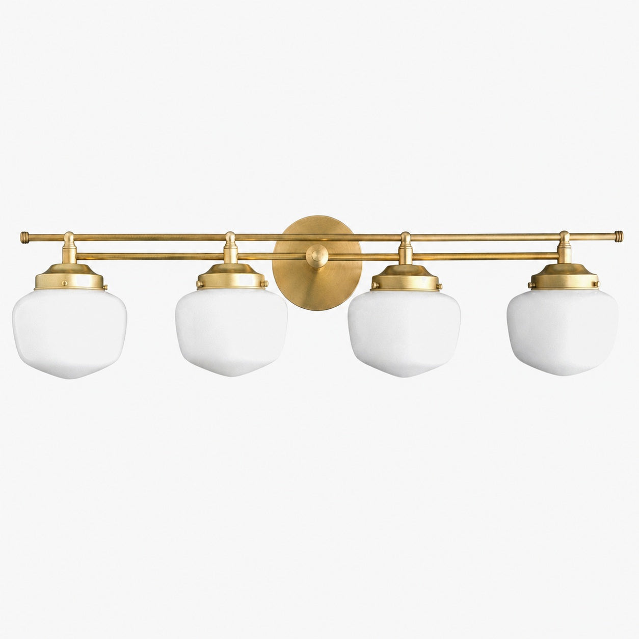 Opalume Glass Art Deco Vanity Light - Bathroom Wall Sconce with White Glass Shades