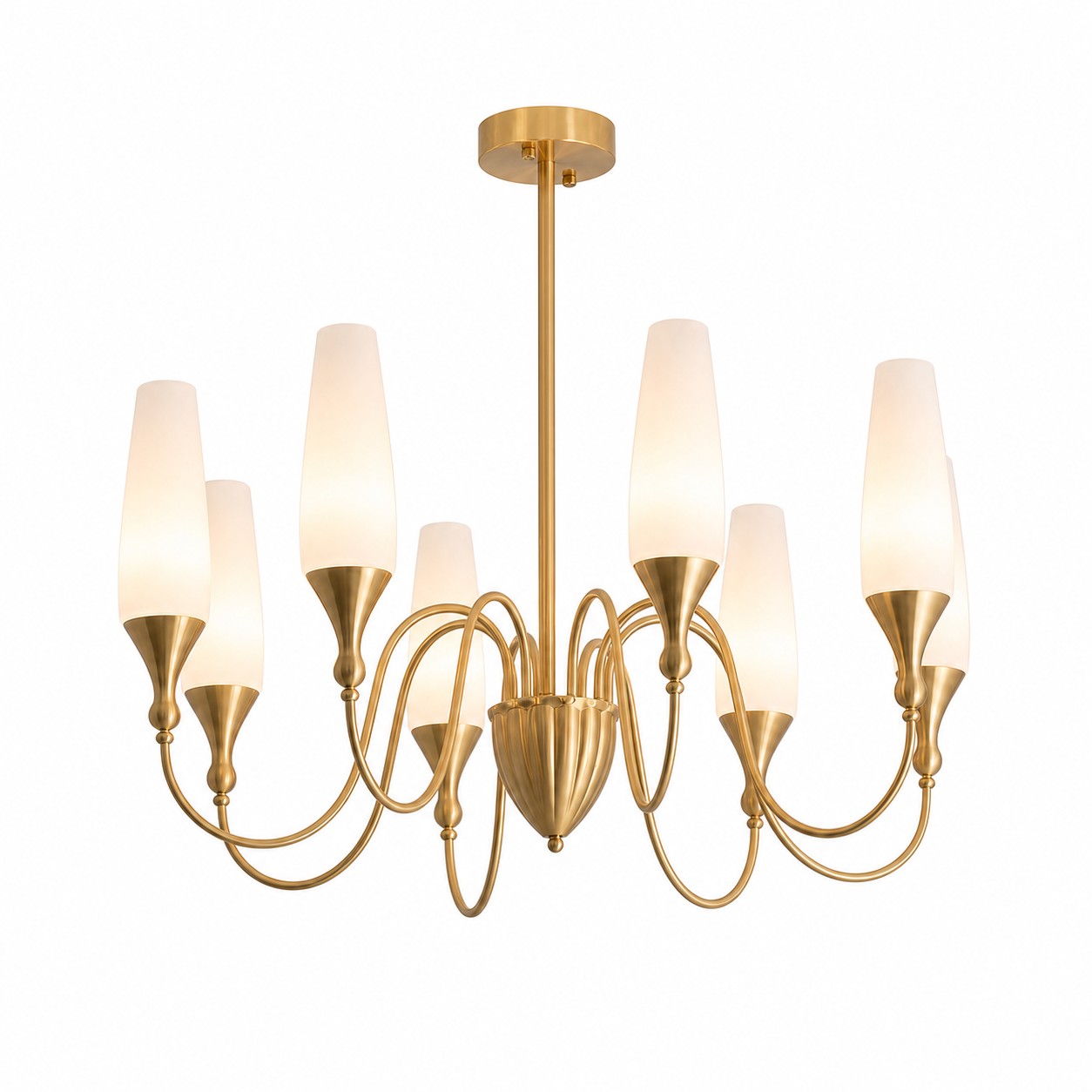 French Copper and Glass Chandelier for Dining Room