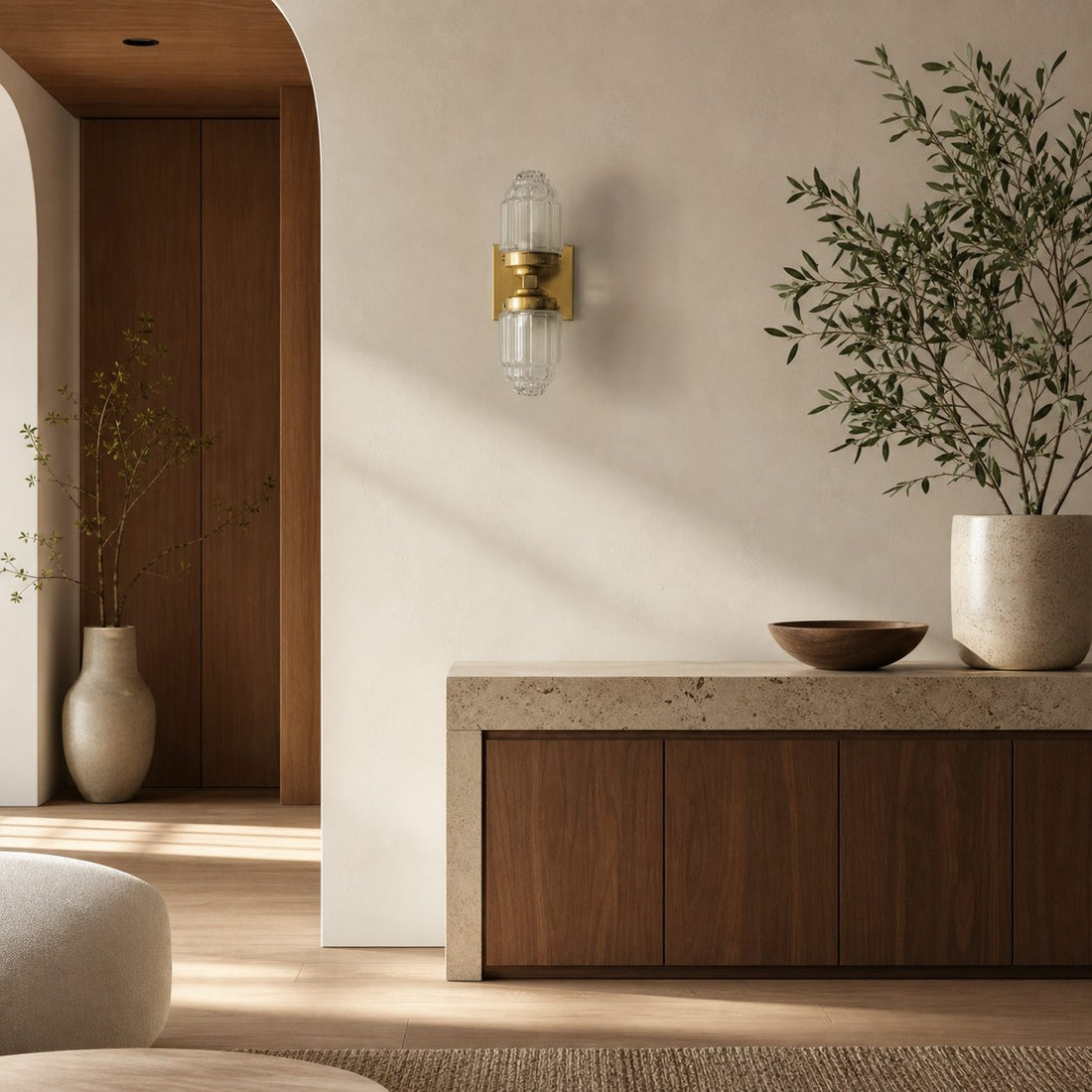 Tierlux Glass Art Deco Wall Sconce - Glass Frosted Globes with Skyscraper Globe
