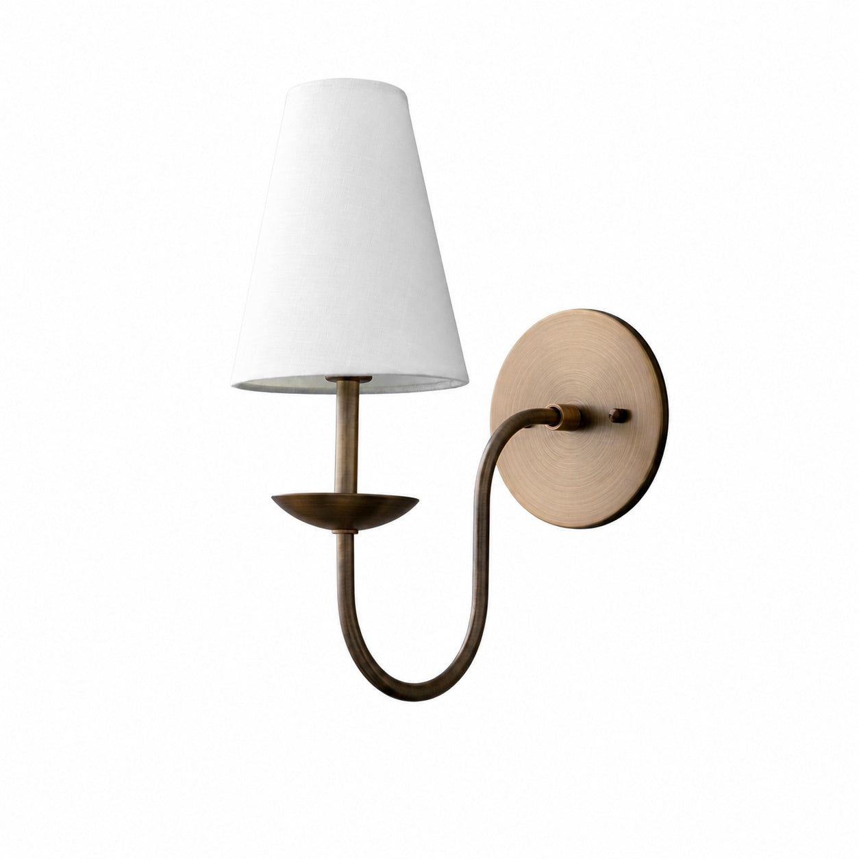 Curva Metal White Linen Sconce - Classic Brass Wall Light for Bedrooms
