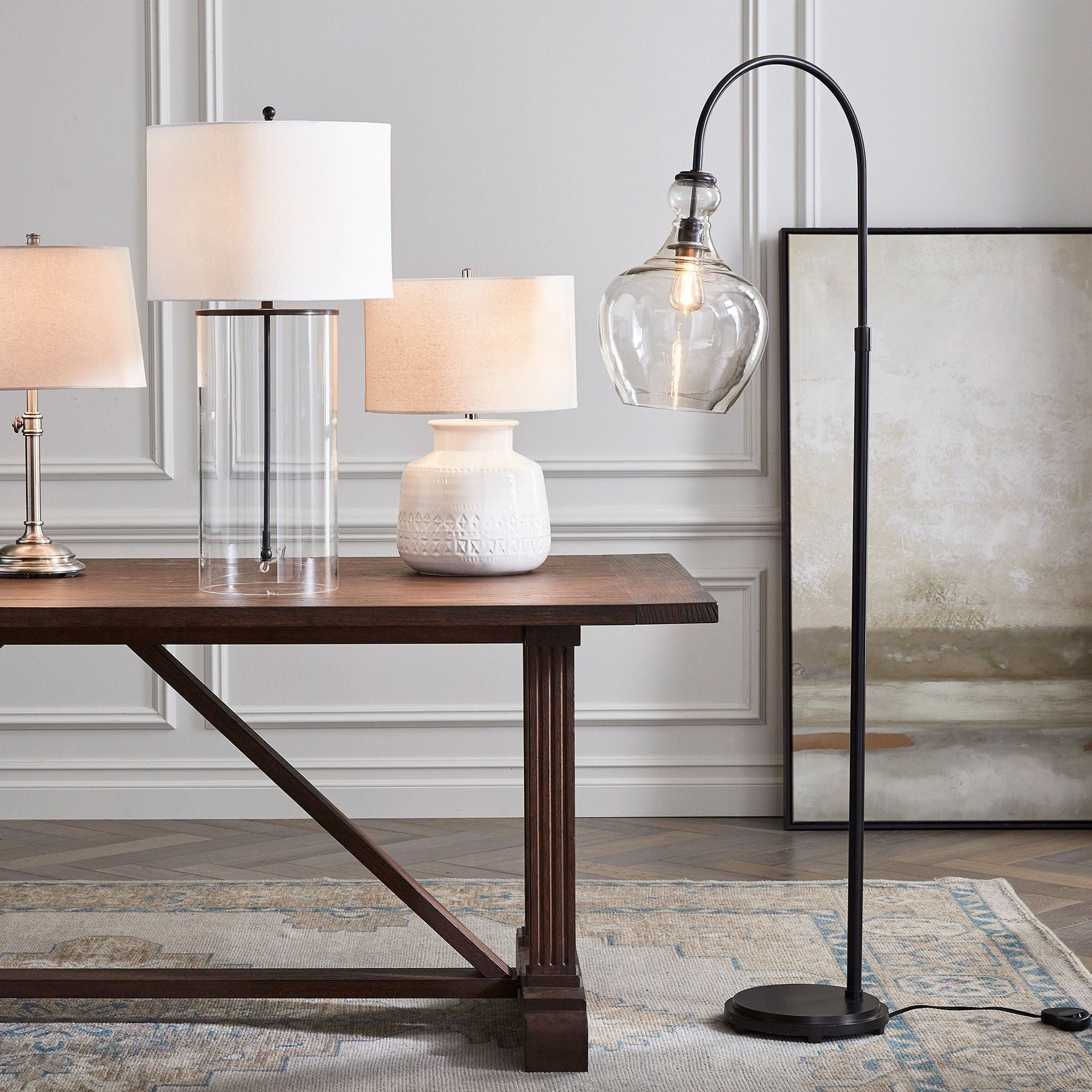 Lawson Rippled Glass Modern Floor Lamp – Artisan Design for Bedroom or Lounge