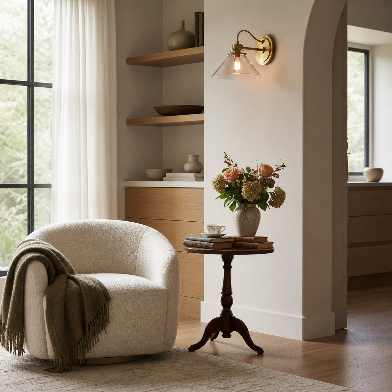 Aurenza Sconce – Farmhouse Wall Light with Metal Accents for Cozy Spaces