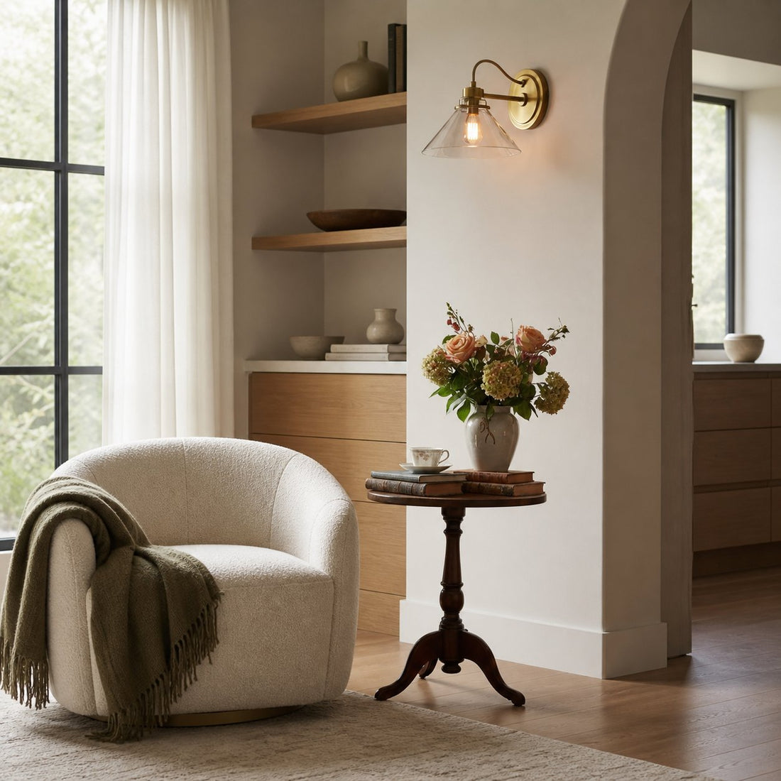 Aurenza Sconce – Farmhouse Wall Light with Metal Accents for Cozy Spaces