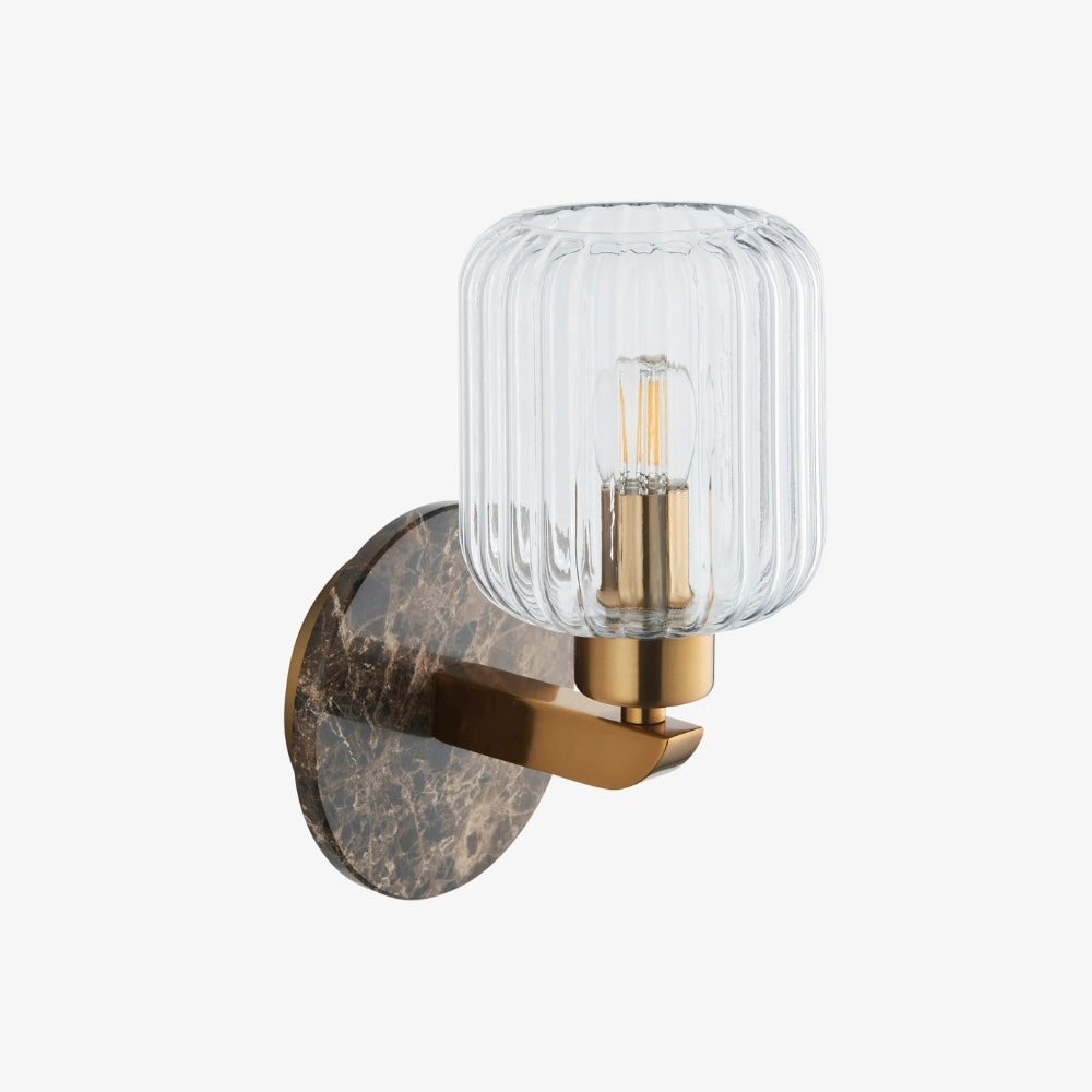 Korlisse Modern Marble Wall Light - Vintage Brass & Clear Glass Accent for Living Room and Hallway