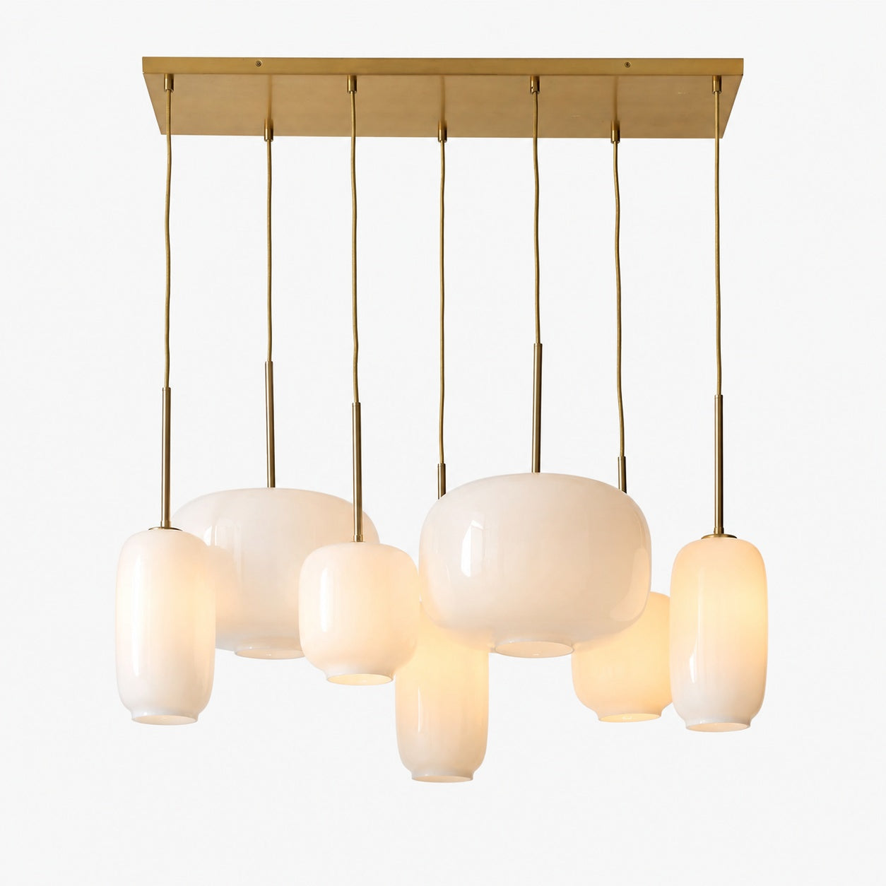 Lumivelle Sculptural 7-Light Chandelier – Adjustable Height Modern Glass Pendant