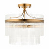 RibGlow Antique Brass 3-Light Ceiling Light with Clear Glass - Hallway or Bedroom