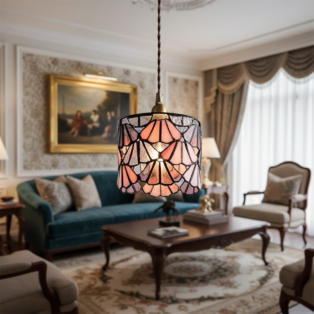 Vintagia Tiffany Inspired Pendant Light Fixture - Artistic Glass Shade Pendant for Dining Island and Entryway