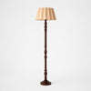 Vintage Fabric Shade Floor Lamp with Turned Wood Base