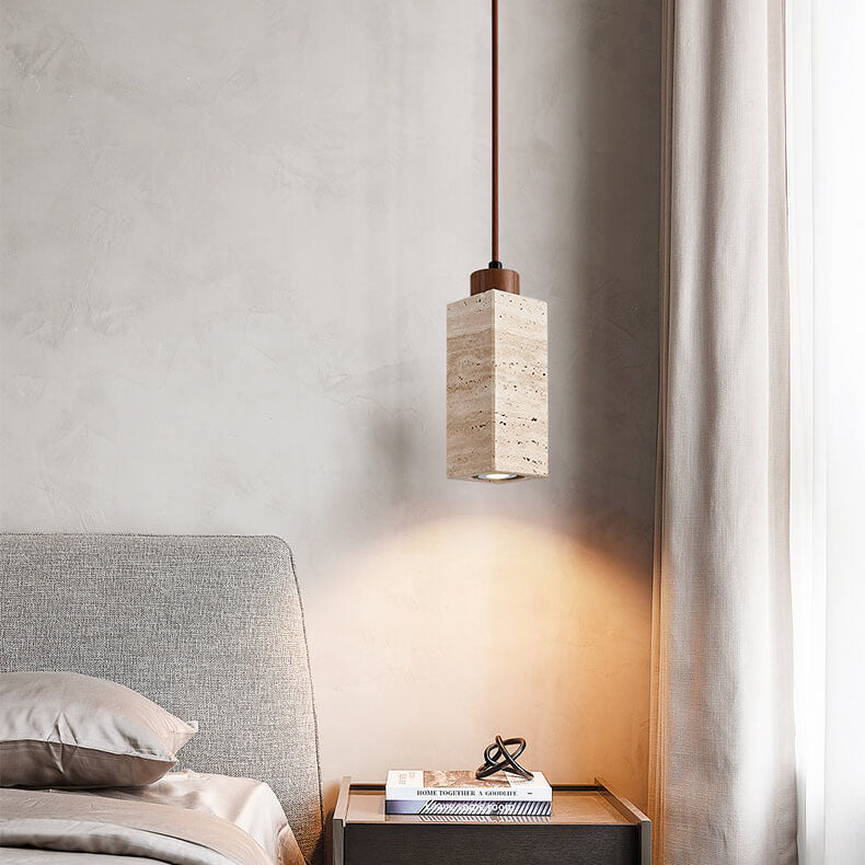 Wabi Sabi Solid Wood Stone Pendant Light