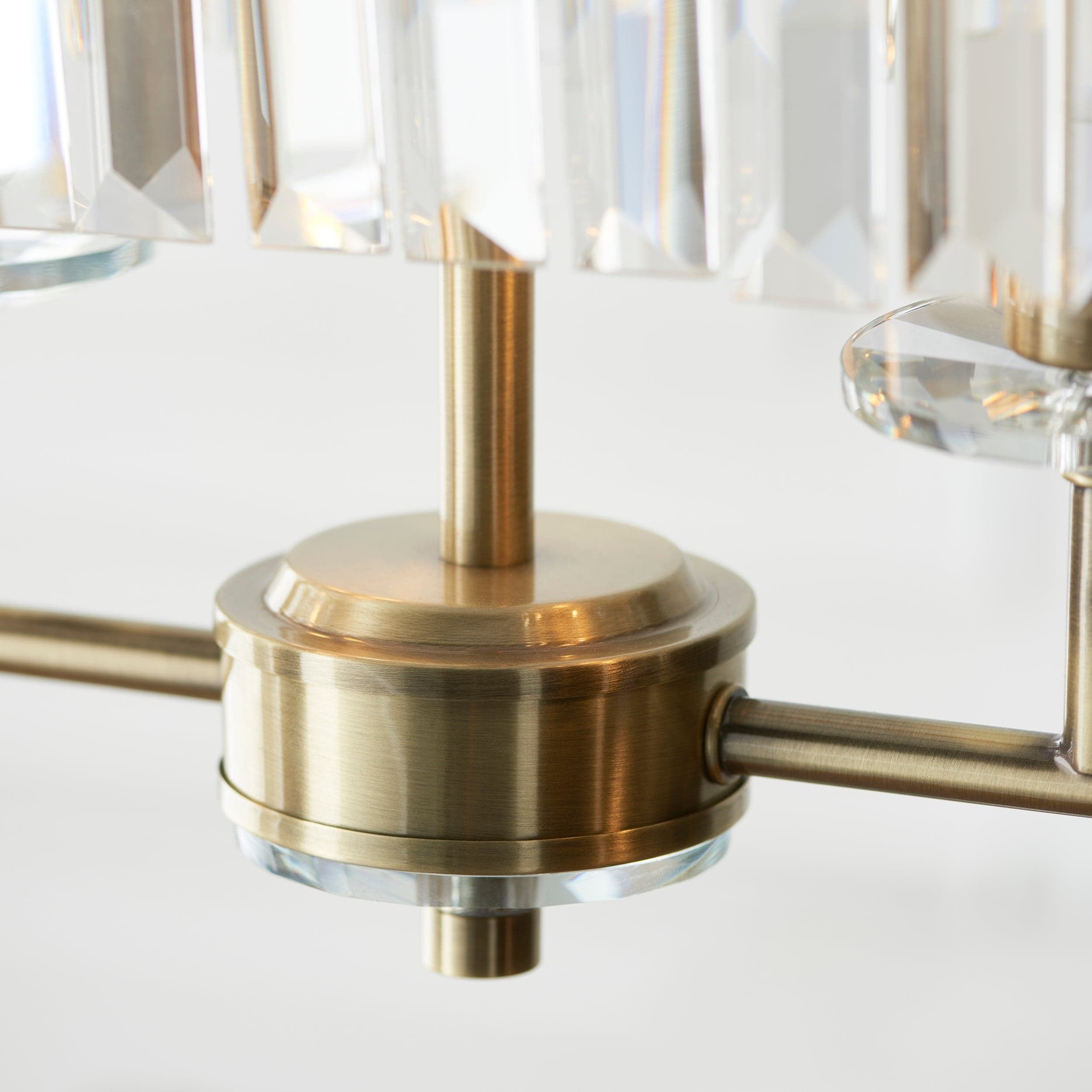 Beveline 4-Light Linear Ceiling Pendant With Cut Faceted Glass - Sleek Metal Frame For Dining