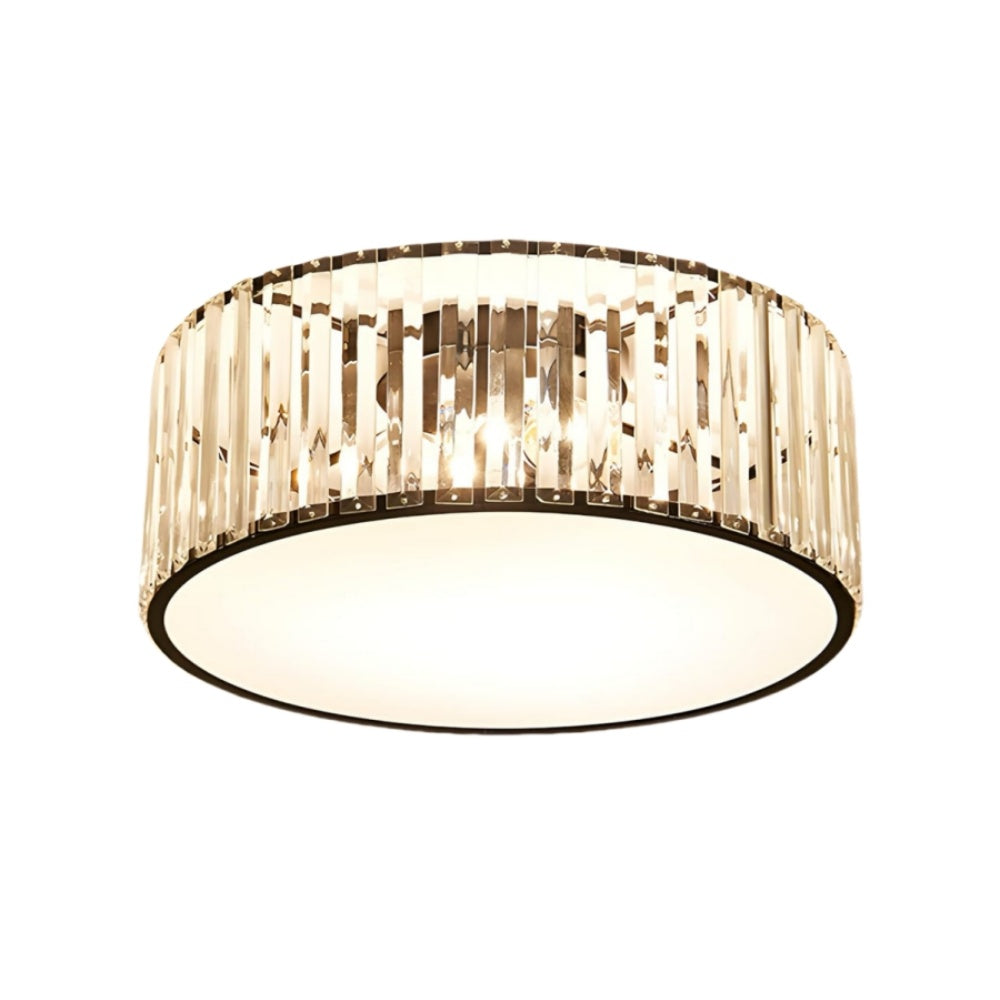 Crystal Glass Flush Mount Ceiling Light - Black Drum Shade Ceiling Light