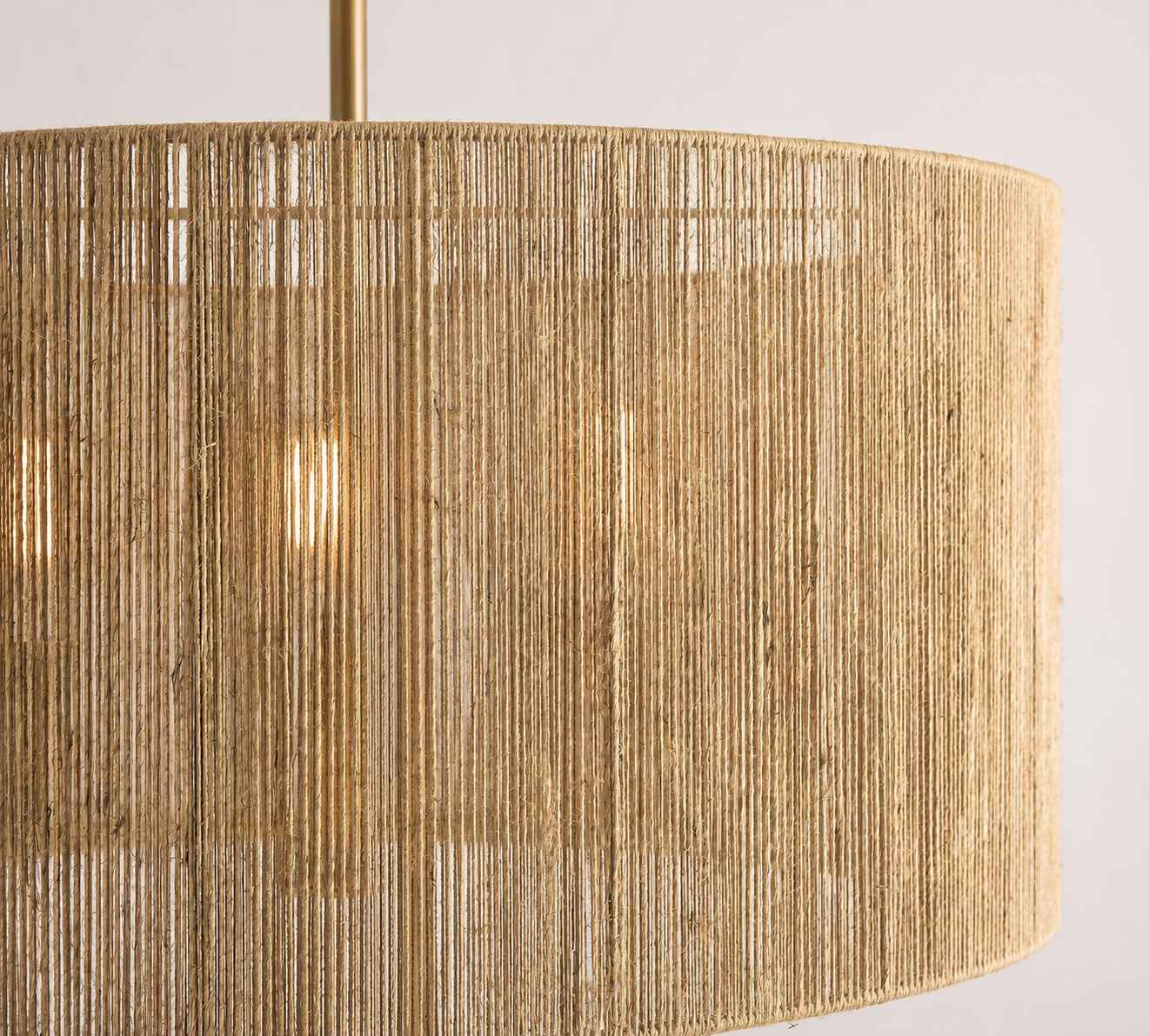 Dumora Antique Brass Drum Pendant Lamp - Farmhouse Style Lamp for Living Room