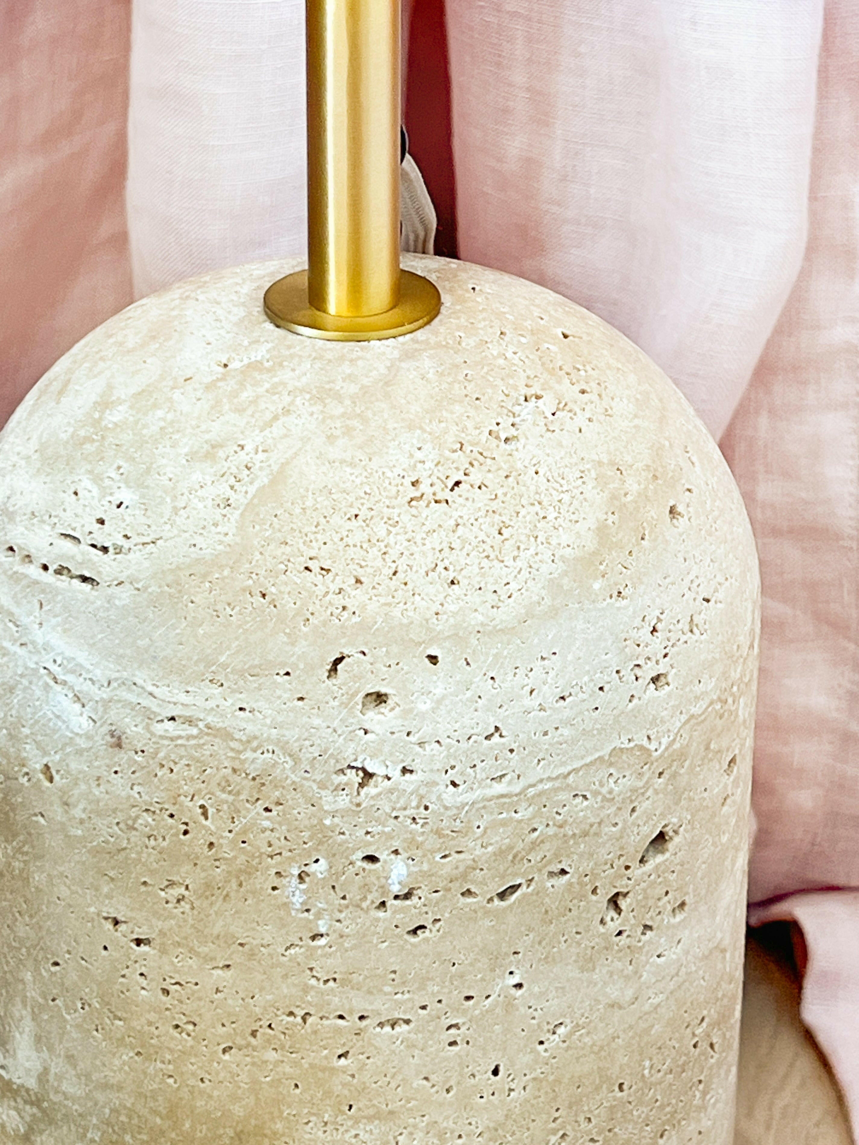 Modern Minimalist Travertine Base Glass Orb Floor Lamp