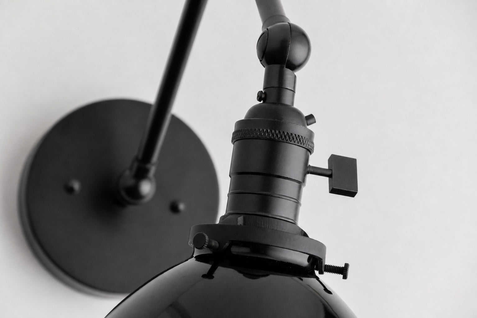 Conique Metal Vintage Industrial Swing Arm Wall Lamp - Adjustable Dome Shade for Study