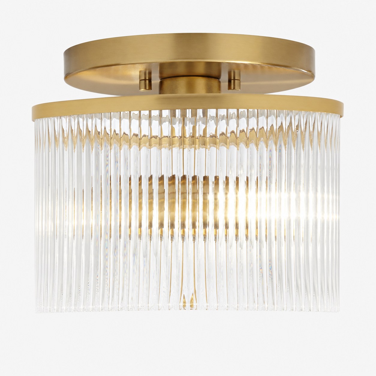 Drum Ribbed Glass Ceiling Lamp - Vintage Farmhouse Flush Mount