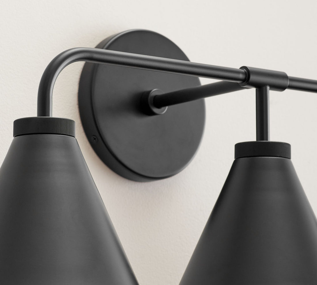 Korvi Iron Tapered Sconce Light - Wall Fixture in Black or Brass