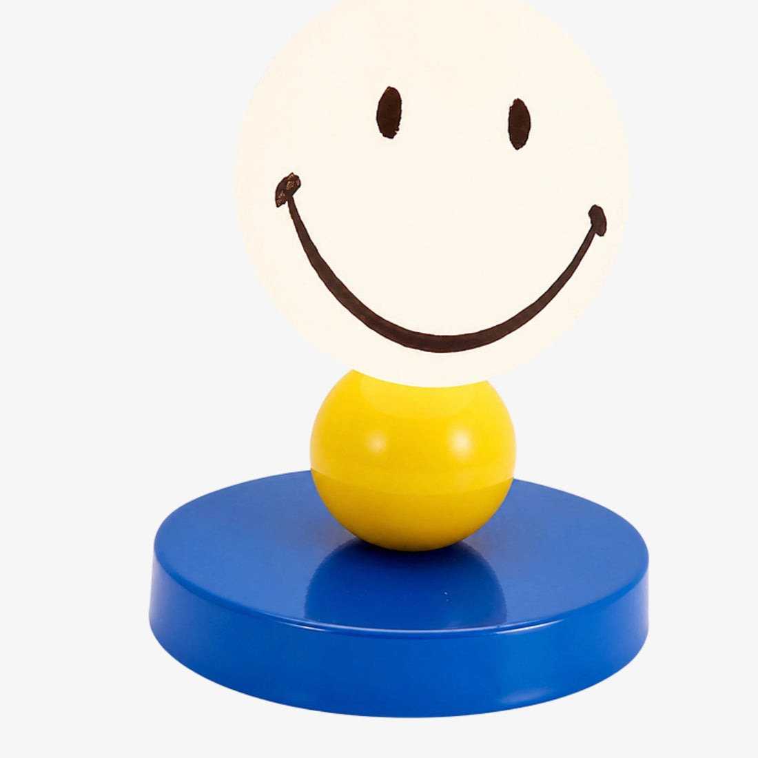 Yellow sphere and blue metal base detail