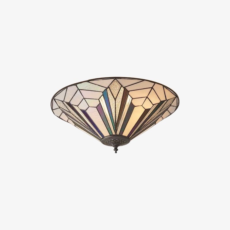 TiffStar Elegant Art Glass Flush Ceiling Light - Vintage-Inspired Ceiling Fixture for Home Interiors