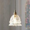 Jellyfish Flower Glass Pendant Light – Walnut & Antique Brass Style
