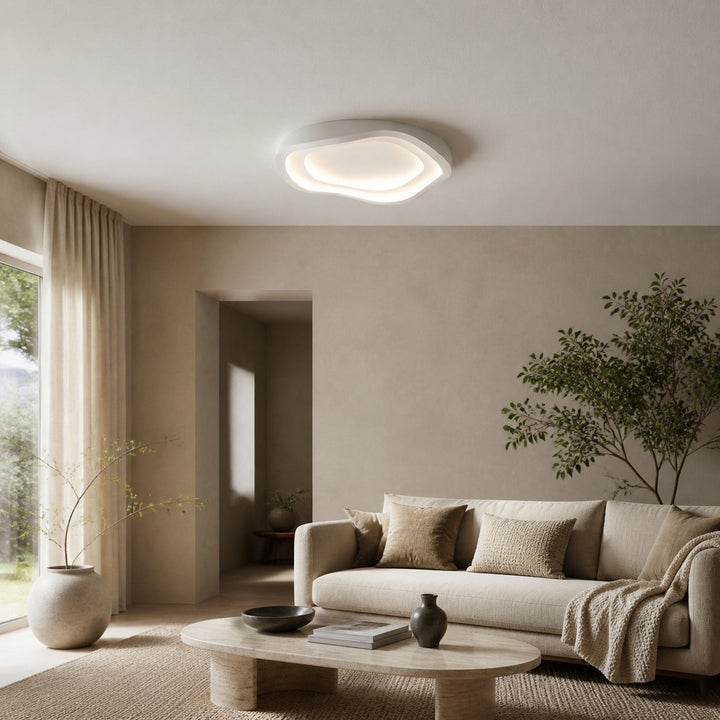 Aeris Elionis Ripple Pattern LED Ceiling Light – Minimalist Iron & Acrylic Flush Mount for Living Room