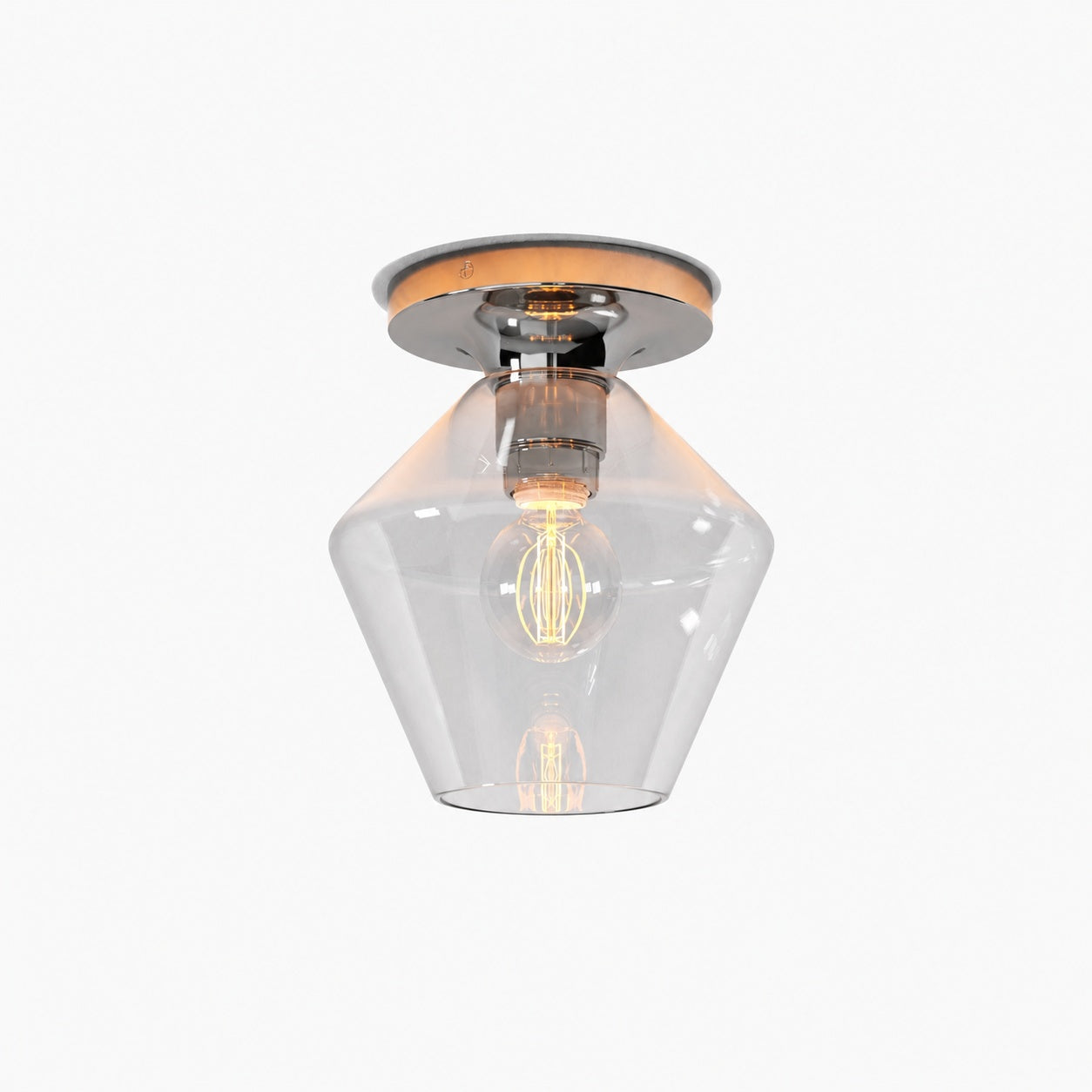 Merin Minimalist Sleek Geometric Glass Flushmount Light