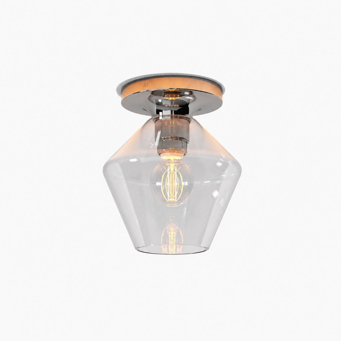 Merin Minimalist Sleek Geometric Glass Flushmount Light