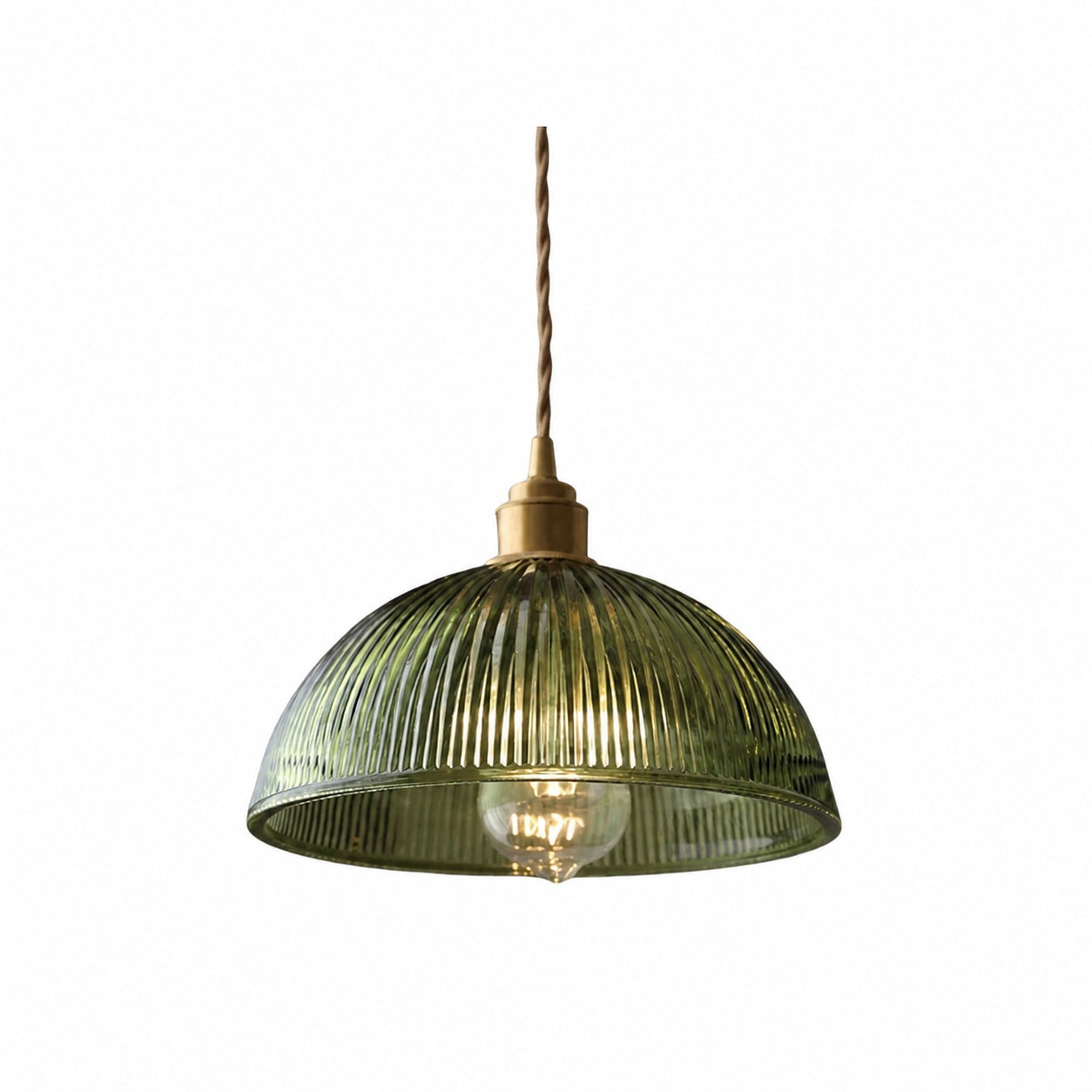 Ribilux Ribbed Pendant Light - Vintage Glass and Metal for Kitchen and Dining Room