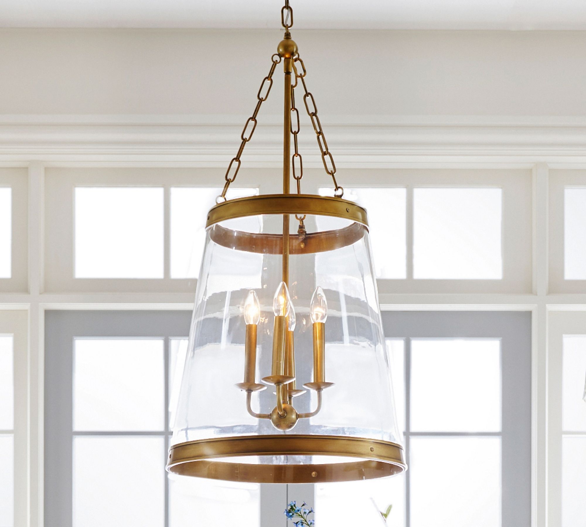 Driscoll Glass Drum Pendant Light - Contemporary Brass Hanging Lamp