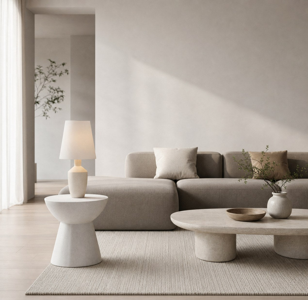 Ceruna Modern Ceramic Table Lamp – Sculptural Body Clean Finish for Entryway and Lounge