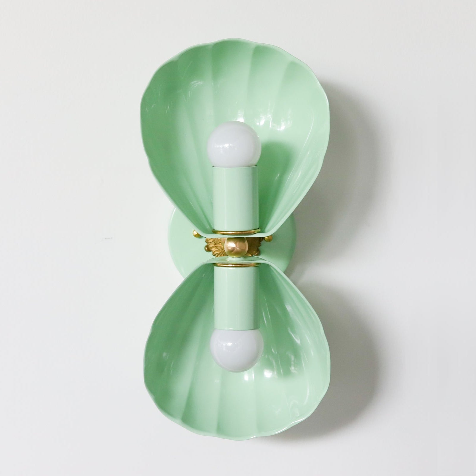 Coastal Shell Wall Light - Double Sconce with Steel and Brass Finish