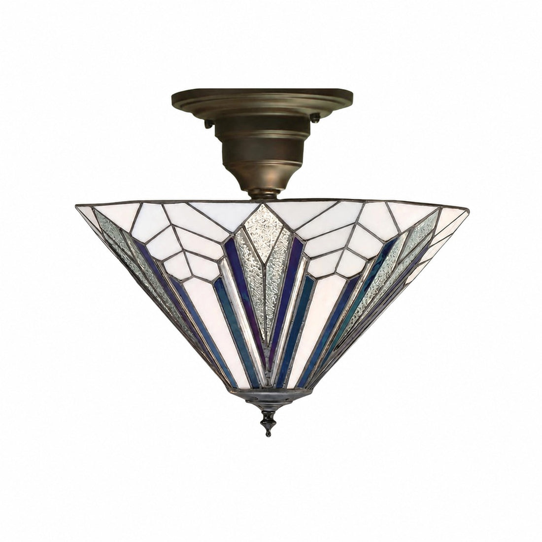 TF Astoria Decorative Stained Glass Semi Flush Light – Art Deco Ceiling Fixture for Entryways & Lounges