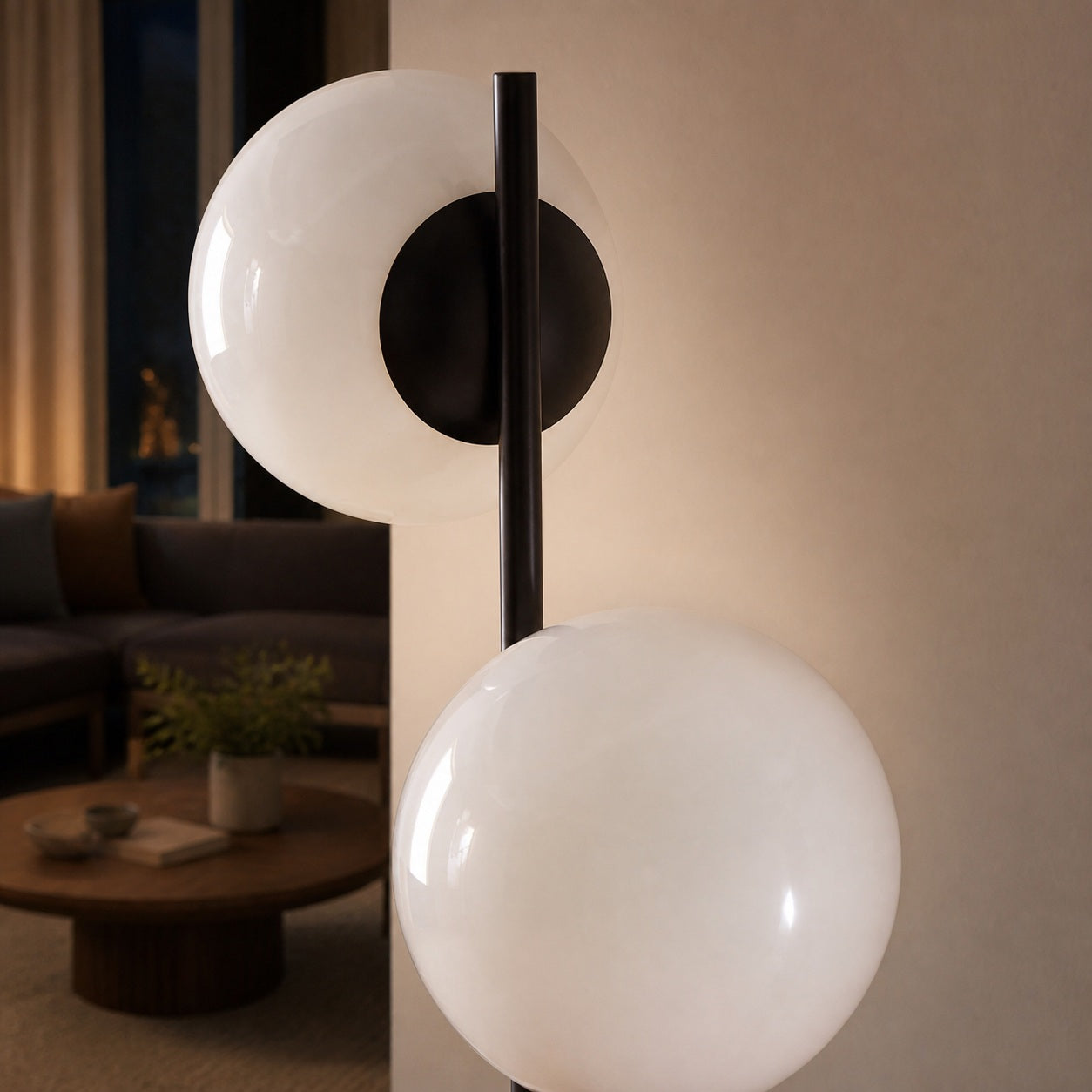 Alessora Sphere Stem Floor Lamp – Metal Frame Marble Base Elegant Lighting