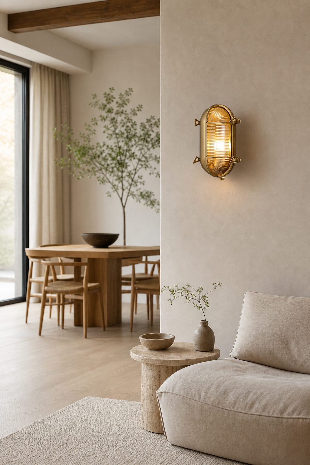 Ivoran Bulkhead Wall Sconce - Brass Caged Glass Vintage Industrial Light for Outdoor and Bathroom