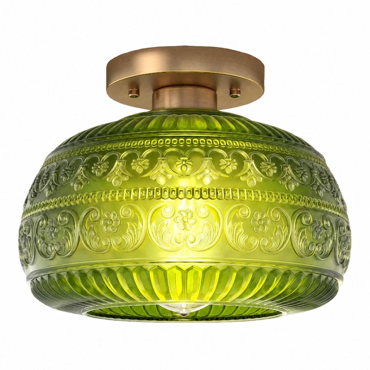 Lurex Stained Pattern Glass Flush Mount Ceiling Light - Engraved Design and Decorative Indoor Lighting U21