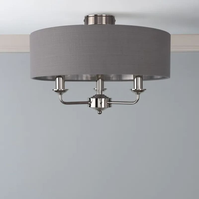 Matt Antique Brass 3 - Light Drum Light- Semi Flush Ceiling Light