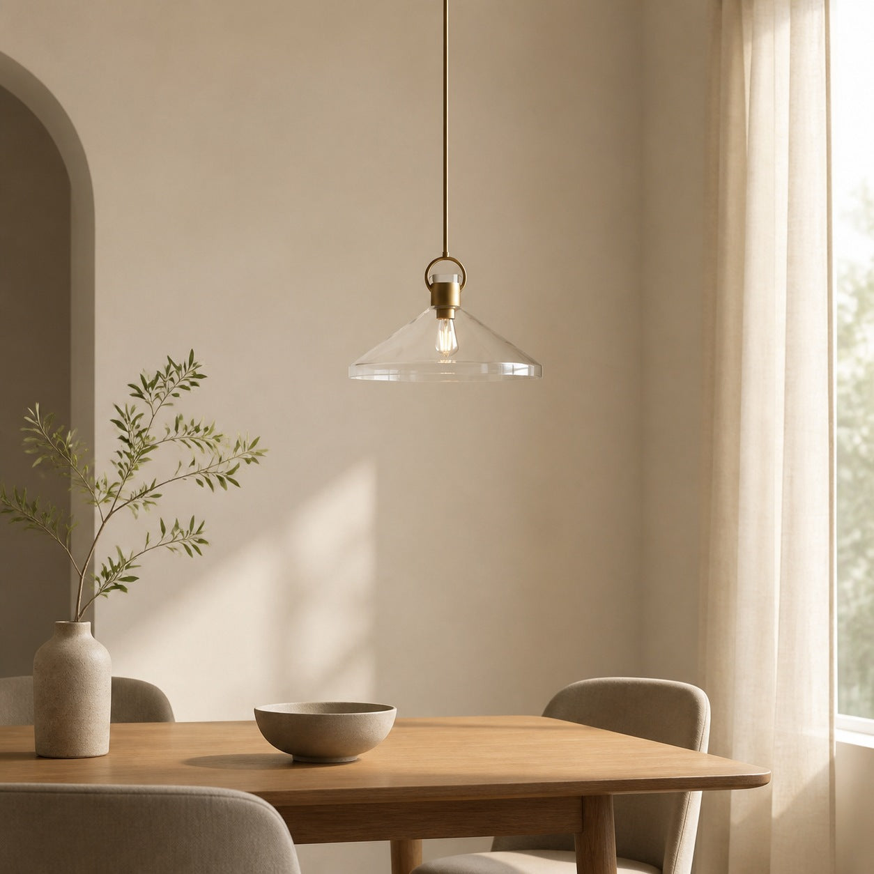 Lumicona Wide Cone Pendant Light – Clear Glass Design with Industrial Style for Kitchens U17