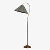 Solmire Floral Gooseneck Floor Lamp - Pleated Fabric Metal Shade for Living Room and Bedroom