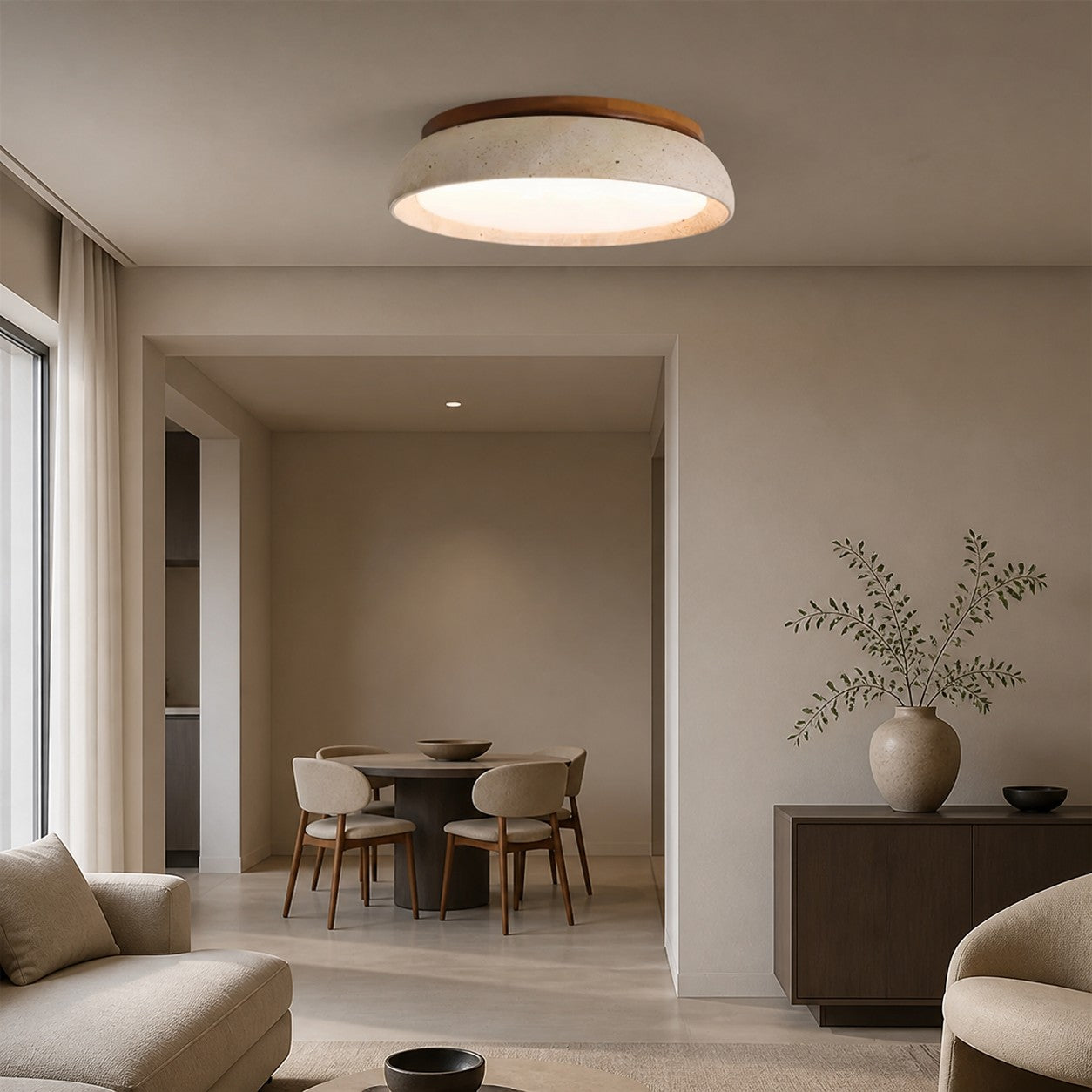 Modern Scandinavian Travertine Ceiling Light