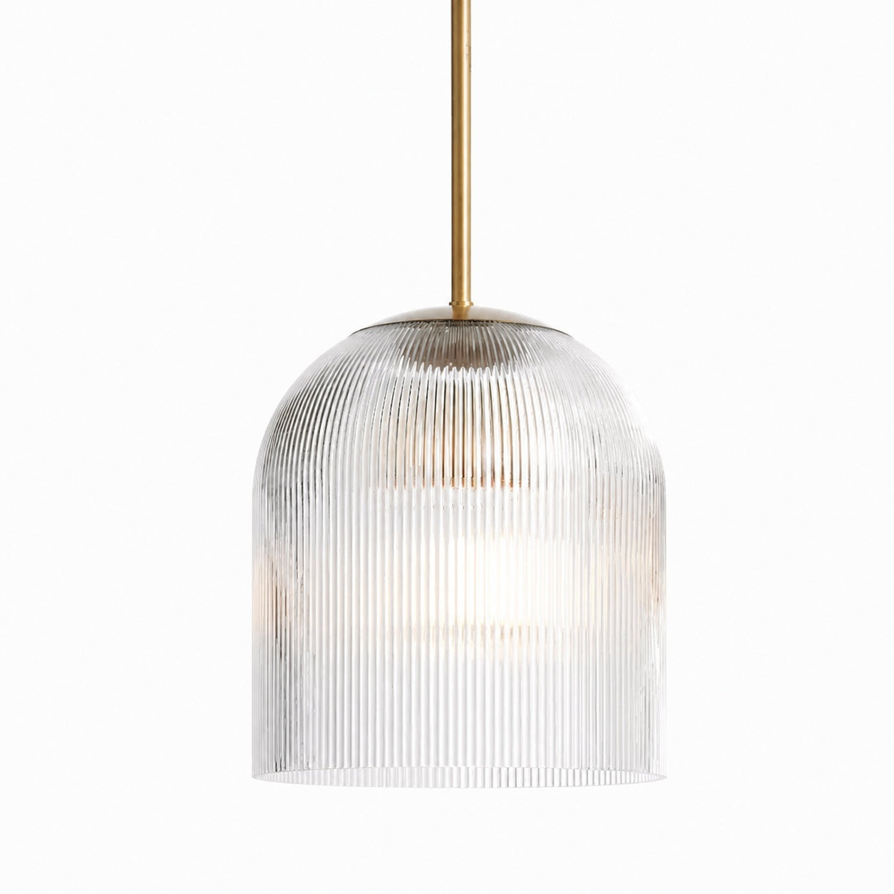 Alain Farmhouse Cooper Ribbed Glass Pendant Light