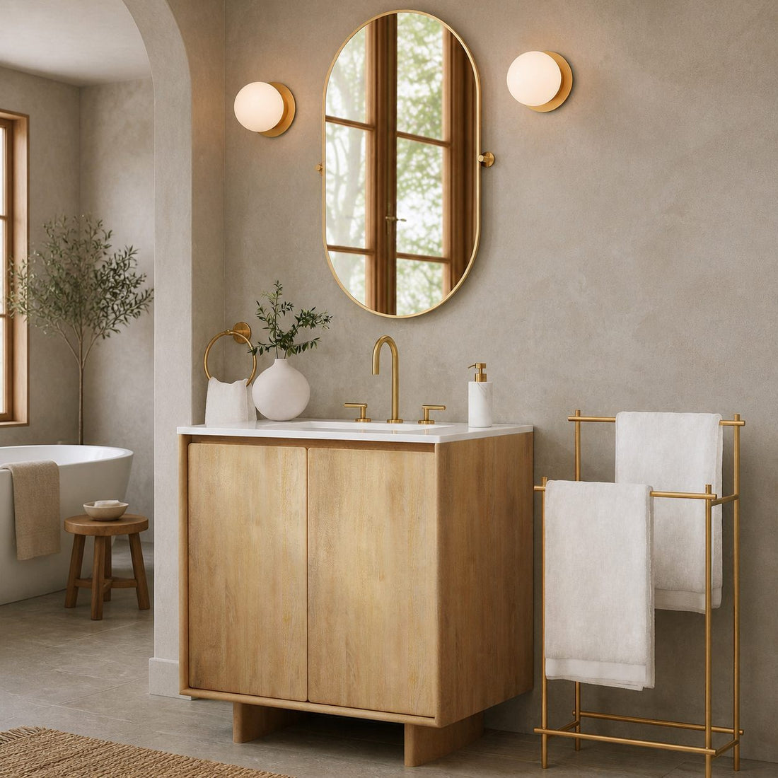 Rivolence Wall Sconce – Antique Brass Milk Glass Light