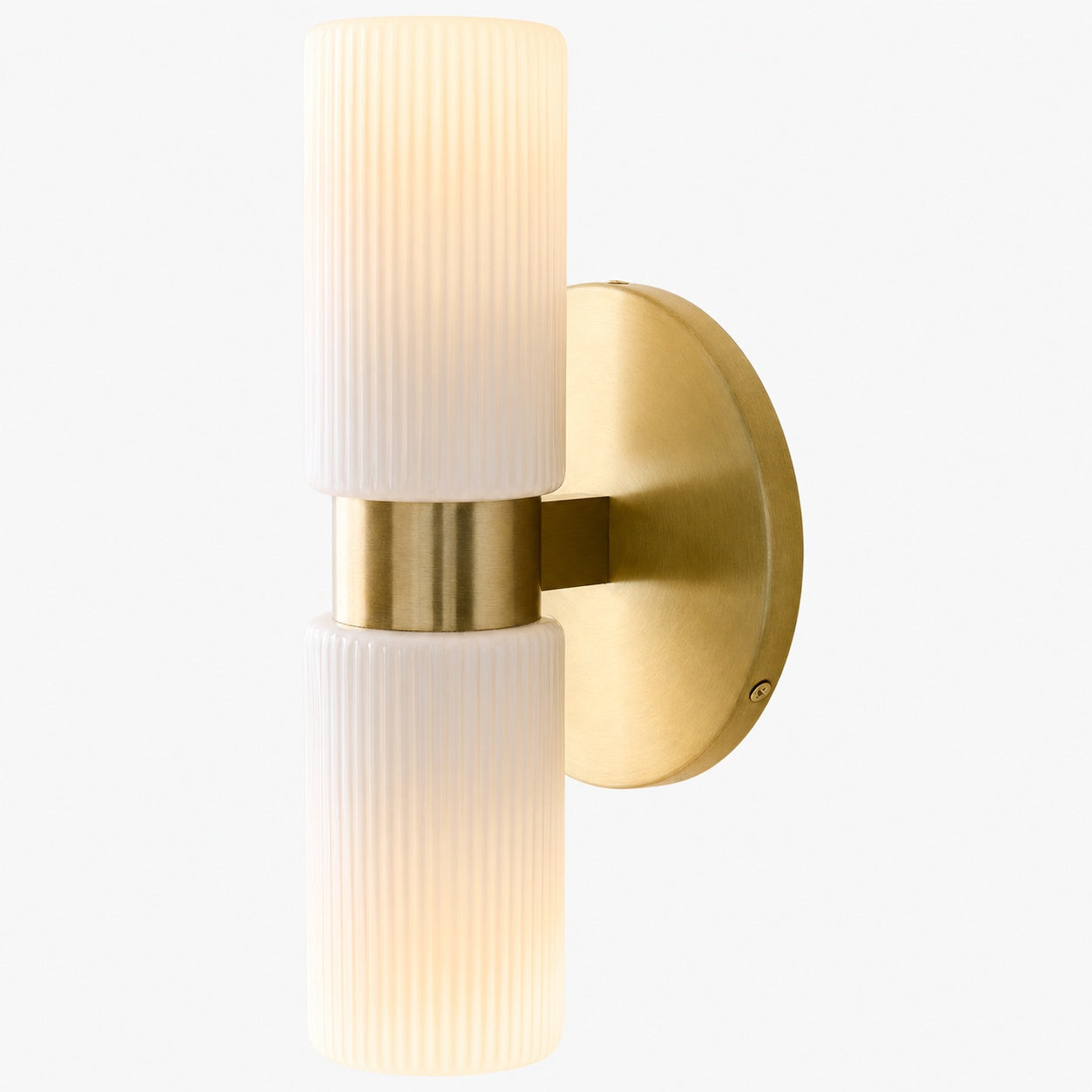 Rivora Fluted Glass Double Short Sconce - Indoor Outdoor Wall Light Elegance