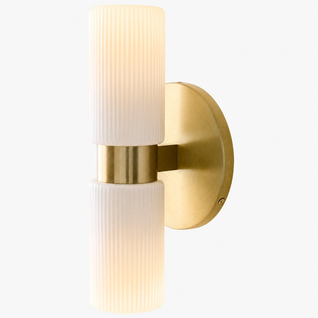 Rivora Fluted Glass Double Short Sconce - Indoor Outdoor Wall Light Elegance